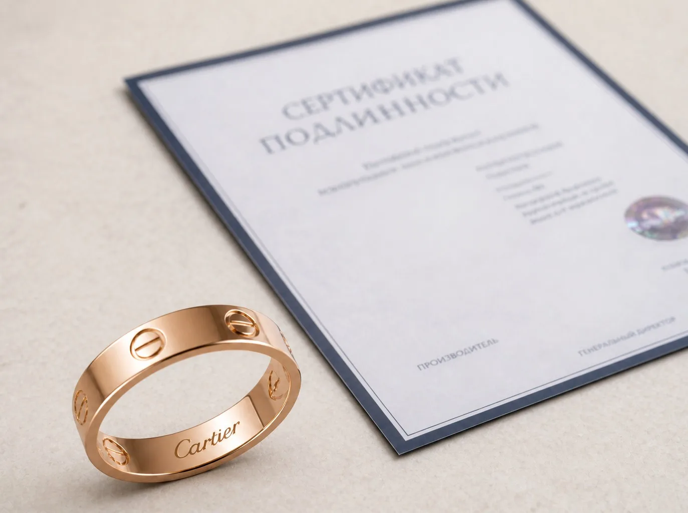 Сертификат подлинности и украшение
