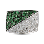 Кольцо с бриллиантами и цаворитами